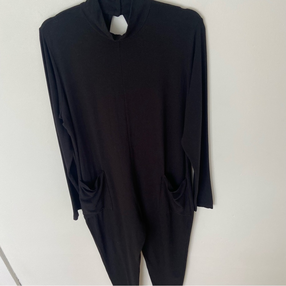 Smash + Tess Audrey Romper Black Bamboo Blend Jumpsuit Large Loungewear Pockets - Picture 5 of 11